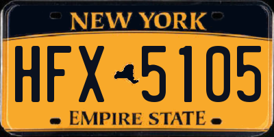 NY license plate HFX5105