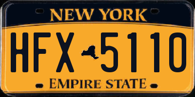 NY license plate HFX5110