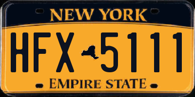 NY license plate HFX5111