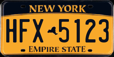 NY license plate HFX5123