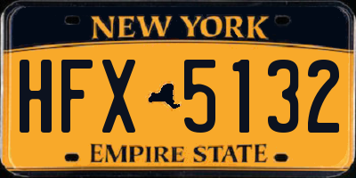 NY license plate HFX5132