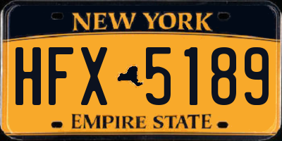 NY license plate HFX5189