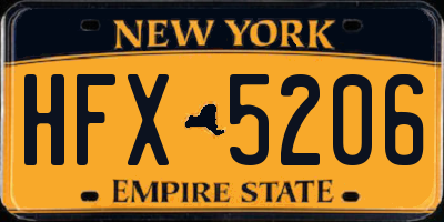NY license plate HFX5206