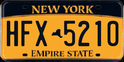 NY license plate HFX5210
