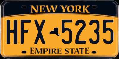 NY license plate HFX5235