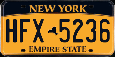 NY license plate HFX5236