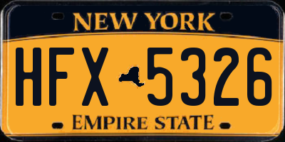 NY license plate HFX5326