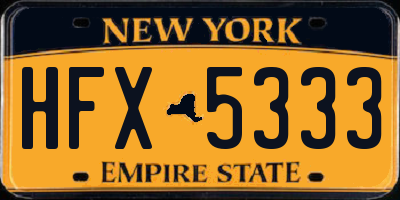 NY license plate HFX5333