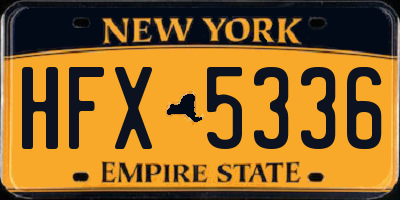 NY license plate HFX5336