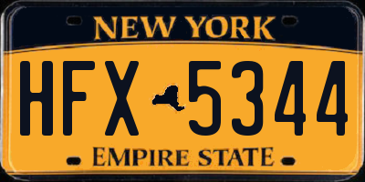NY license plate HFX5344