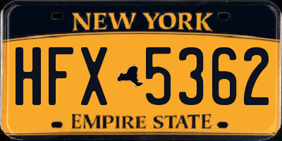 NY license plate HFX5362