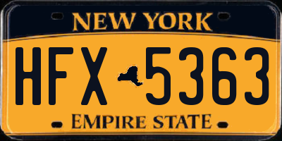 NY license plate HFX5363