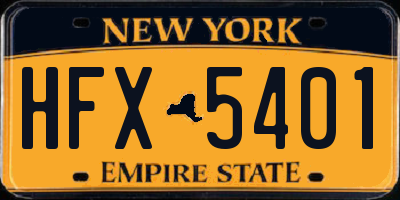 NY license plate HFX5401