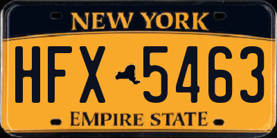 NY license plate HFX5463