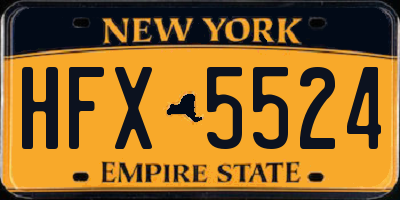 NY license plate HFX5524
