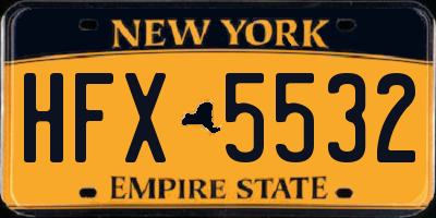NY license plate HFX5532