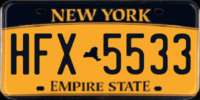 NY license plate HFX5533