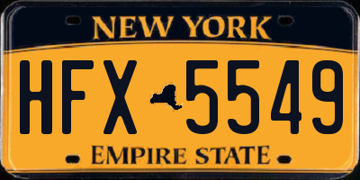 NY license plate HFX5549