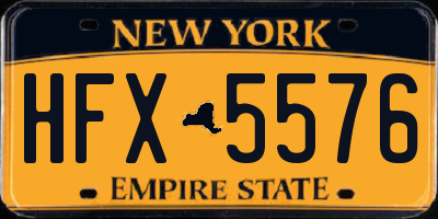 NY license plate HFX5576