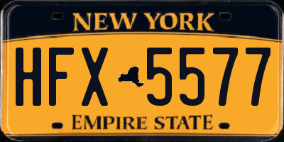 NY license plate HFX5577