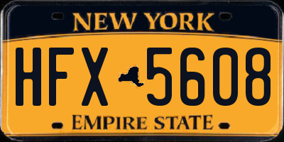 NY license plate HFX5608
