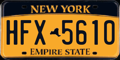 NY license plate HFX5610