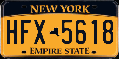 NY license plate HFX5618