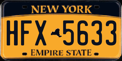 NY license plate HFX5633