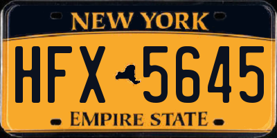 NY license plate HFX5645