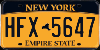 NY license plate HFX5647