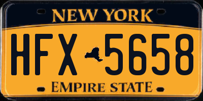 NY license plate HFX5658
