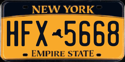 NY license plate HFX5668