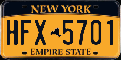 NY license plate HFX5701