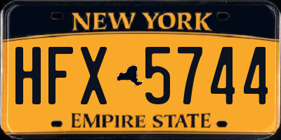 NY license plate HFX5744