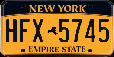 NY license plate HFX5745
