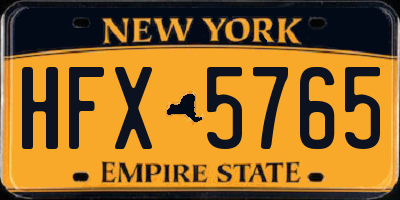 NY license plate HFX5765