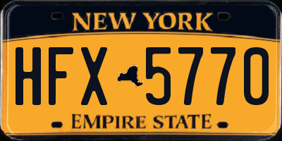 NY license plate HFX5770