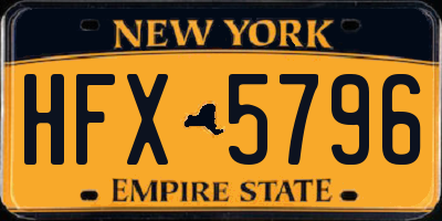 NY license plate HFX5796