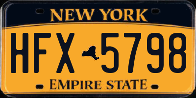 NY license plate HFX5798