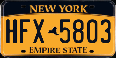 NY license plate HFX5803