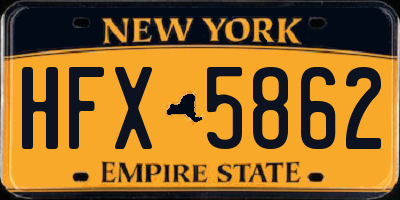 NY license plate HFX5862