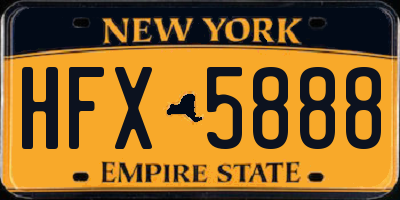 NY license plate HFX5888