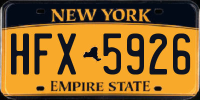 NY license plate HFX5926