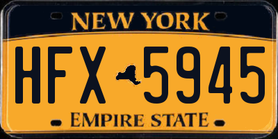 NY license plate HFX5945