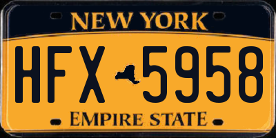 NY license plate HFX5958