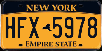 NY license plate HFX5978