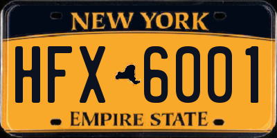 NY license plate HFX6001