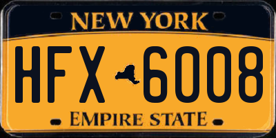 NY license plate HFX6008
