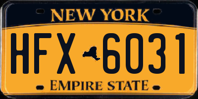 NY license plate HFX6031