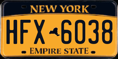 NY license plate HFX6038